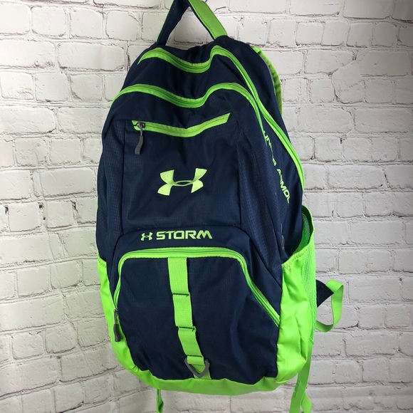 blue and green under armour backpack